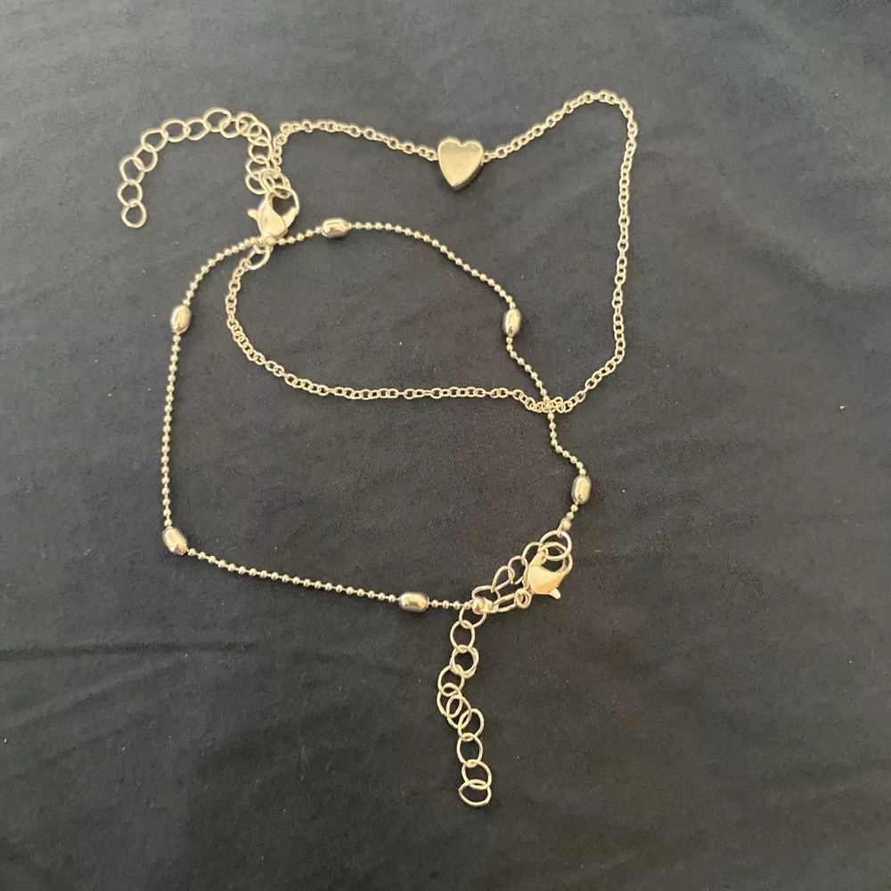 NEW Gold Double Layer Heart Ball Ankle Bracelet - Picture 6 of 16
